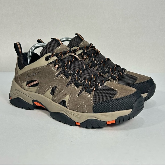 New Eddie Bauer Trail Hiking Outdoor Sneaker Leather Brown/ Orange Shoe; Men’s 8 - Picture 4 of 16